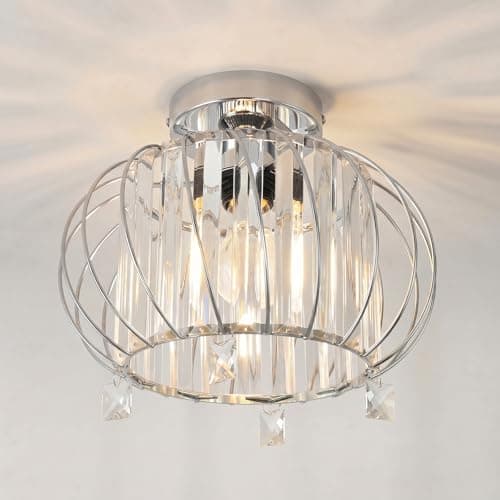 Image of ANWIO Light Shade,Light Fittings Ceilings,Chandelier Lampshade,Silver Ceiling Lights Living Room,Led Kitchen Chandeliers,Hallway Lights Ceiling(E27 Base,NO Bulbs,LAMP DIAM 28CM)