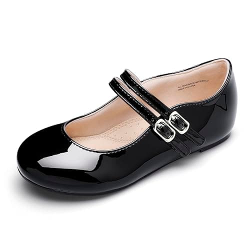 Image of MIXIN Girls Dress Shoes Mary Jane Shoes for Girl Ballet Flats Back to School Princess Black Size UK4