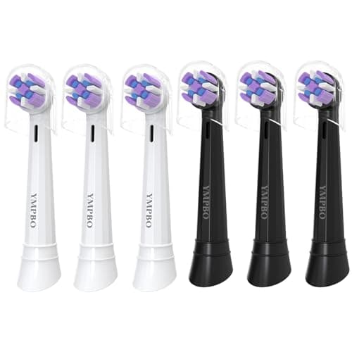 Image of 6 Pack Toothbrush Heads for Oral B iO 10 9 8 7 6 5 4 3 Series Electric Toothbrush, Replacement Head, Tooth Brush Heads, Black + White