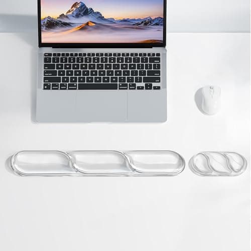 Image of TECKNET Silicone Gel Keyboard Wrist Rest Set, Clear Gel Wrist Rest Keyboards, Ultra-Soft Ergonomic Pain Relief Keyboard Wrist Support with PU Non-Slip Base for Office, Gaming Computer and Laptop