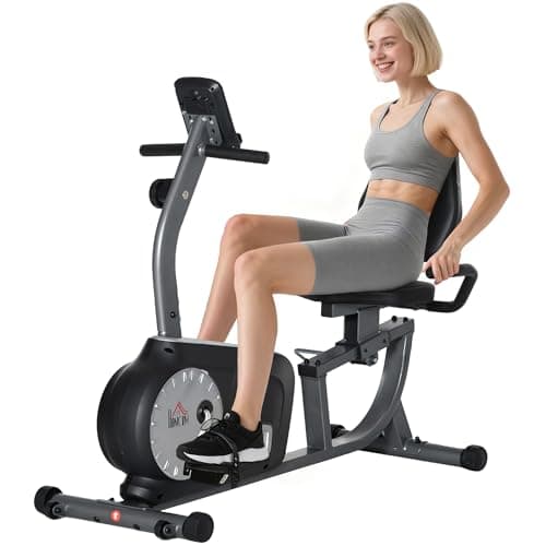 Image of HOMCOM Exercise Bike with LCD Display, Stationary Bike with Quiet 8-Level Magnetic Resistance, Adjustable Seat and Backrest, Indoor Cycling Exercise Equipment for Home Gym Fitness Workout Training