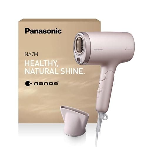 Image of Panasonic EH-NA7M-P895 nanoe Hair Dryer for Shiny Hair, Foldable Handle, Fast Drying, Concentrator Attachment, 1600W, Pink