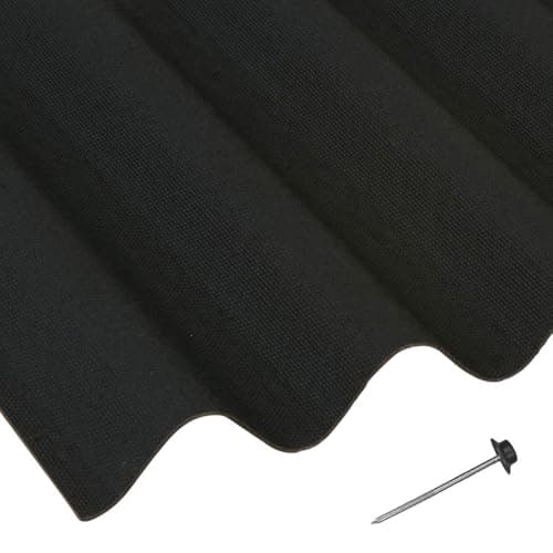 Image of Black Corrugated Roofing Sheets - Shed Roofing Sheets 950mm x 2m x 5 Pack with 100 Fixing Nails