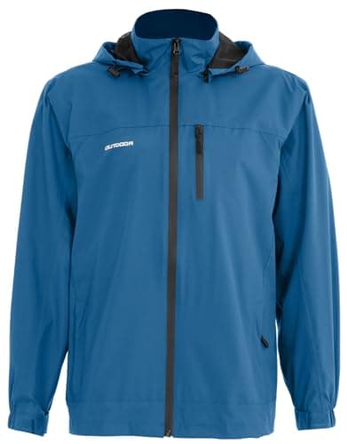 Image of Halfword Windproof Jackets Men Windbreaker Softshell Zip Pockets Detachable Hood Outdoor Hiking Lightweight Waterproof Blue M