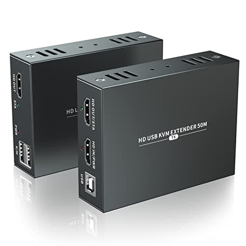 Image of PWAYTEK HDMI KVM USB Extender for Remote Mouse and Keyboard Control of 1080P Signals over 50m (164ft) Cat5 Cat6 Cat5e Cat7 Ethernet Cable