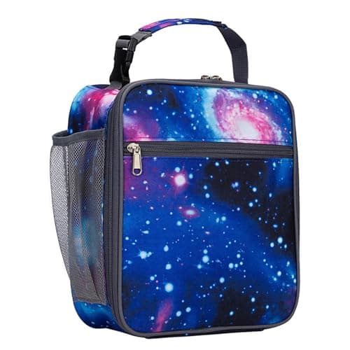 Image of MLPKOI Insulated Lunch Bag with Side Mesh Pocket, Water-Resistant Leakproof Cool Bag Portable Lunch Bag for Work, School, Picnic Outdoor (Galaxy)