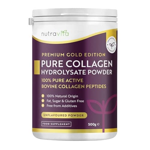 Image of Nutravita Bovine Collagen Powder 500g - Premium Gold Standard Bovine - 50 Servings - 100% Pure Hydrolyzed Collagen Supplements for Women & Men - 8 Amino Acids - Peptides for Women - Powder Supplements