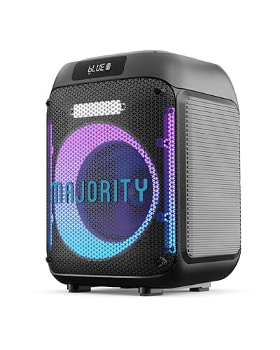 Image of MAJORITY Portable Party Speaker & Karaoke Machine with Wired Microphone | Bluetooth, USB/SD MP3 Player | Mic Echo, Treble, Bass Boost | TWS Stereo, LED Lights | PA System Speaker Pulse P1