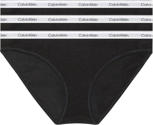Image of Calvin Klein Women’s 3 Pack Cotton Bikini Briefs with Stretch, Black (Black/Black/Black), S