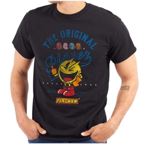 Image of PACMAN The Original Player Funny 80s Graphic T Shirt Men or Women, Black, Large