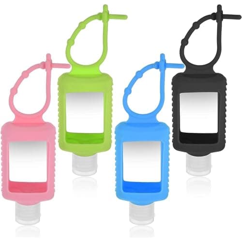 Image of Mezeic 4 Pack Travel Bottles, Hand Sanitizer Empty Travel Size Bottle Refillable Liquid Containers Travel Keychain Bottles Portable Sanitizer Holder with Detachable Silicone Case