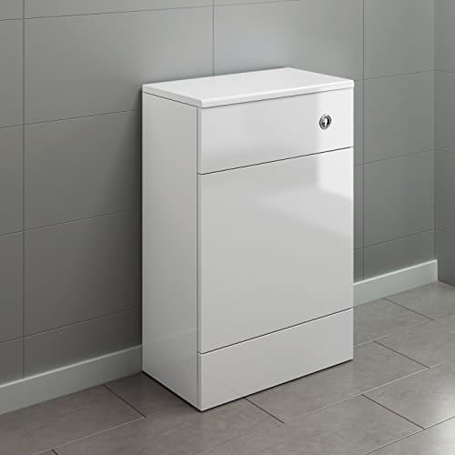 Image of iBathUK 500mm Gloss Grey White Harper Back to Wall Toilet Cupboard Unit (White)