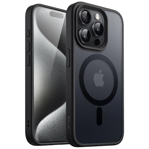 Image of JETech Magnetic Case for iPhone 15 Pro 6.1-Inch Compatible with MagSafe, Translucent Matte Back Slim Shockproof Phone Cover (Black)