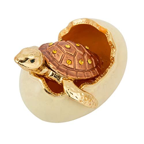 Image of QIFU Hand Painted Mini Sea Turtle Tortoise Decorative Hinged Enamel Trinket Box