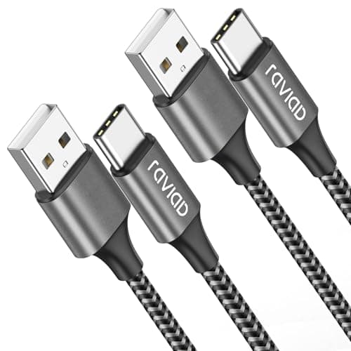 Image of RAVIAD USB C Cable [2Pack 3M], Type C Charger Fast Charging Nylon Braided USB C Charger Cable Compatible for iPhone 16 15 Pro, Samsung Galaxy S23 S22 S21, Huawei P40 P30, Pixel, Xperia-Grey