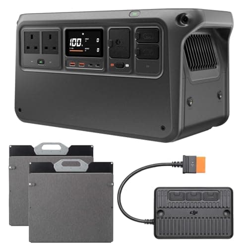 Image of DJI Power 1000 V2 Portable Power Station with 400W Foldable Solar Panels, 1024Wh LFP Battery, 2600W Stable Output, 0-80% Recharge in 37 Mins, Electric Generator for Home, Camping, RVs, Off-Grid