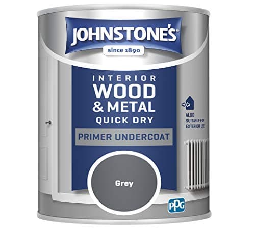 Image of Johnstone's - Quick Dry Gloss Primer Undercoat - Grey - Water Based - Interior Wood & Metal - Fast Drying - Low Odour - Dry in 1-2 Hours - 13m2 Coverage per Litre - 0.75 L