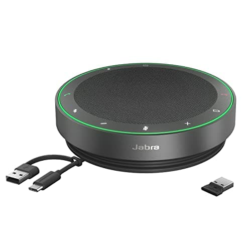 Image of Jabra Speak2 75 Wireless Bluetooth Speakerphone with USB-A Bluetooth Adapter, 4 Noise-cancelling Mics and Full-range 65mm Speaker - Certified for Zoom and Google Meet - Dark Grey