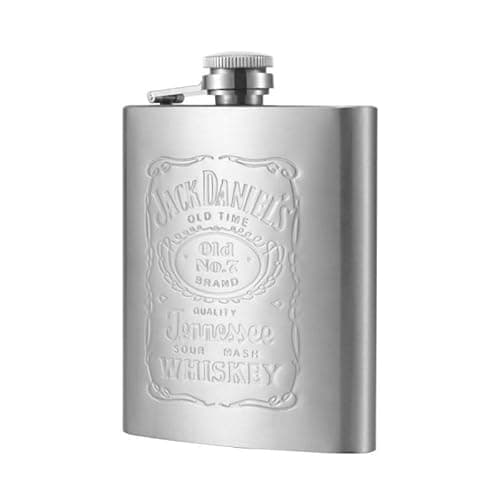 Image of Jack Stainless Steel Hip Flask, Pocket Flask Whisky Flask Fit for Hiking Party and Barbecue, 7 oz