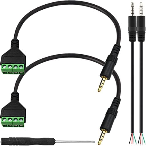 Image of HAAMNING7 3.5mm Speaker Wire Adapter, 1/8" 4 Pole Stereo TRRS Male Jack to AV 4 Screw Terminal Block Balun Connector Cable, Solderless Terminal Block Cord 30cm (3.5mm M/ 4pin), 2 PCS