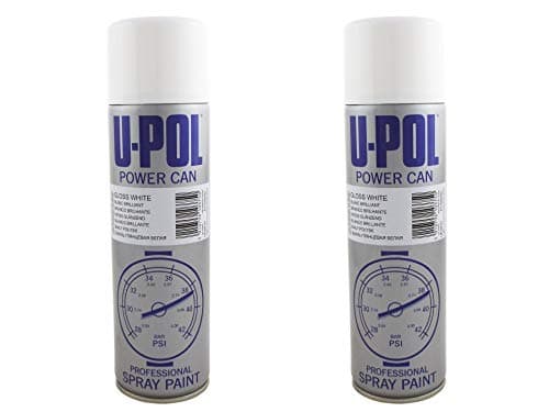 Image of U-POL 2 x Power Can GLOSS WHITE Paint 500ml Aerosol UPol Powercan Gloss White - High gloss, durable top coat Car Wheel Body Paint 2 500ml Aerosol Cans