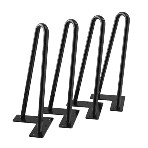 Image of MAIL MORE Hairpin Table Legs Black – Set of 4 Heavy-Duty Furniture Legs – Metal Hairpin Legs for Modern DIY Desk, Bench & Table Legs for Home & Office (4 inch (10 cm) – 2 Pin)