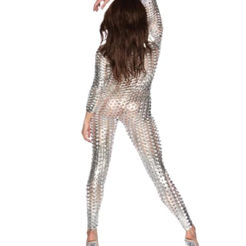 Image of PIYAEIE Sexy Shiny Hollow-Carved Catsuit for Women, Patent Leather One Piece Bodysuit, Erotic Clubwear Dancewear Catsuit, Cosplay Jumpsuit for Party or Stage Performance