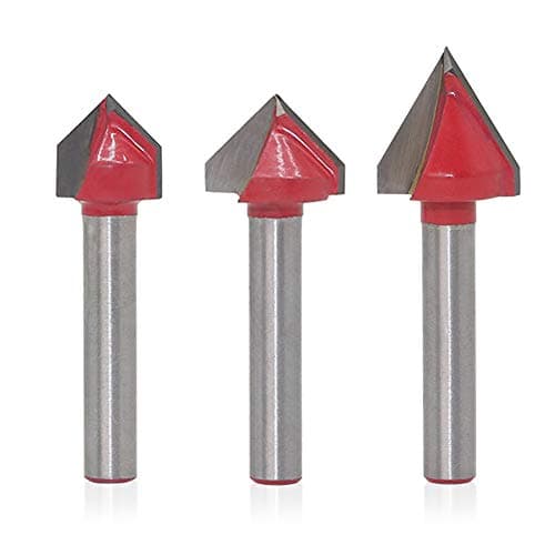 Image of Saipor 3pcs V-Groove Router Bit Set, Carbide Tipped V Grooving Bits 3D CNC Engraving Cutter 6mm Shank Woodworking Carving Cutting Tool (60/90 Degree)