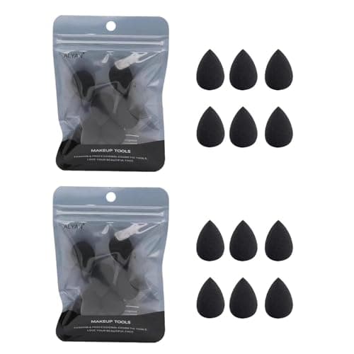 Image of 12Pcs Black Mini Makeup Sponge, Concealer Highlight,and Eye Shadow Black Small Beauty Sponge Blender Set for Foundation Makeup
