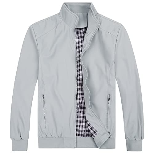 Image of YOUTHUP Men's Jackets Lightweight Bomber Jacket Casual Cargo Sports Windbreaker Summer Sportswear, Grey, 4XL
