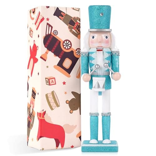 Image of VorFor Sky Blue Drum Soldier Nutcracker Soldier,30CM Nutcracker Christmas Decorations,Wooden Craft Christmas Decoration,Can Be Used as Ornament or Gift.