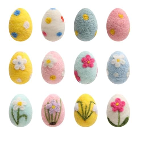 Image of Fnaekier Felt Easter Eggs - Easter Egg Decorations, Hanging Ornaments, Pack of 12
