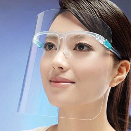 Image of KAV® PACK OF 10 Full Face Protector Shield Visor with Glasses Frame Light Weight Splash Shield. Comfortable Business Visors with Glasses Cases Exclusive Transparent For Business Anti Fog UK Seller