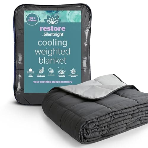 Image of Silentnight Restore Cooling Weighted Blanket - 6.8kg Heavy Stress Insomnia Anxiety Relief Weighted Blanket for Adults with Innovative Cooling Fabric for Night Sweats Hot Flushes - 150x200cm