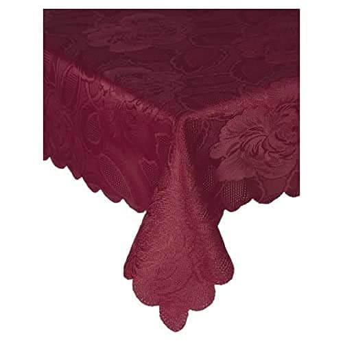 Image of Emma Barclay Damask Rose - Jacquard Table Cloth in Wine - 60x84 (152x213cm)
