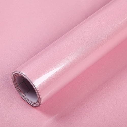 Image of Mercoy 40cm X 300cm Pink Wallpaper Self Adhesive Vinyl Film Glossy Glitter Sticky Back Plastic Waterproof Removable Peel and Stick Wallpaper for Kitchen Countertops Bathroom Furniture Sticker