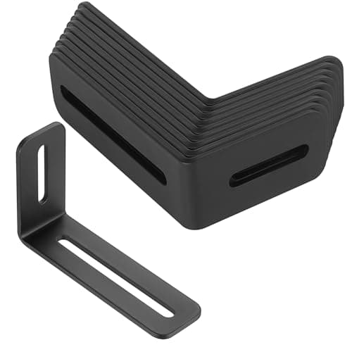 Image of 10 Pcs L Brackets for Wood, Corner Brackets for Wood, Heavy Duty Angle Bracketss, Black Adjustable L Shaped 90 Degree Right Angle Bracket for Furniture Table Shelf Corner Braces(100x60x30mm)