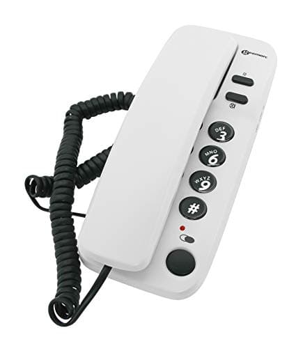 Image of Geemarc Marbella - Gondola Style Corded Telephone with Large Buttons, Mute Function and Visual Ring Indicator - Wall Mountable - UK Version - Pearl White