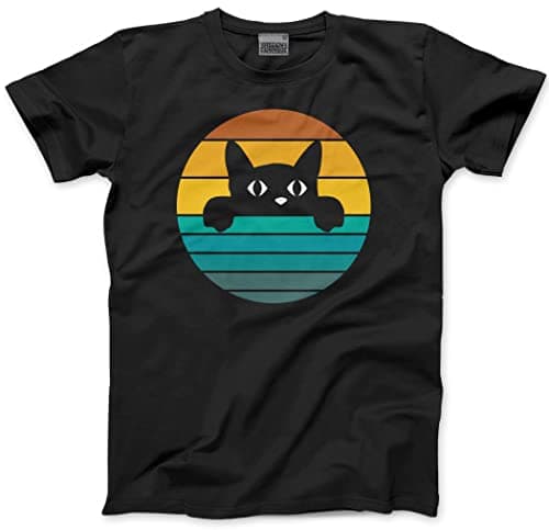 Image of HotScamp Retro Cat - Kids T-Shirt - Funny Graphic 12-13 Years Black