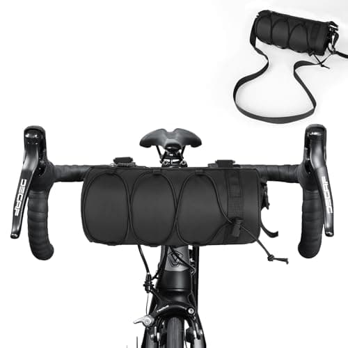 Image of flintronic Waterproof Bike Handlebar Bag, Large Capacity Cycling Frame Bag With Shoulder Strap, Front Top Tube Storage Roll for MTB Mountain and Road Bike - Black