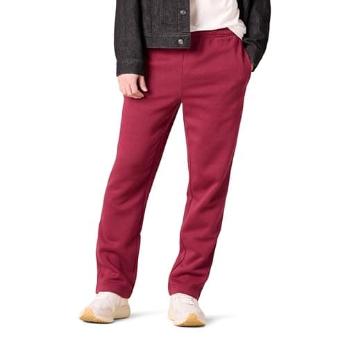 Image of Amazon Essentials Men's Fleece Open Bottom Sweatpant (Available in Big and Tall), Dark Red, L