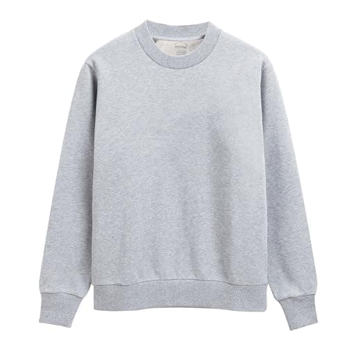 Image of Stylerstreet Men’s Crew Neck Solid Sweatshirts, Lightweight 280 GSM Terry Cotton Long Sleeve Comfortable Sweatshirt for Men Adult, Sizes S - 2XL (UK, Alpha, M, Regular, Regular, Light Heather Grey)