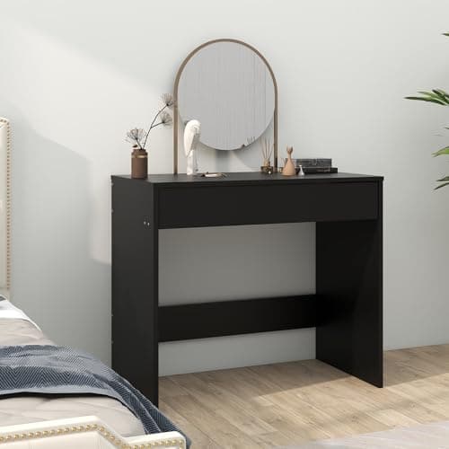 Image of Panana Dressing Table with 1 Big Drawer Vanity Makeup Table for Bedroom Dressing Room Cloakroom (Black)