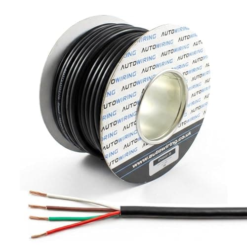Image of Automotive 4 Core Cable 12v 24v Thin Wall Multistrand Wire RED BROWN WHITE GREEN (1mm² 16.5Amps, 5 Meter Coil)