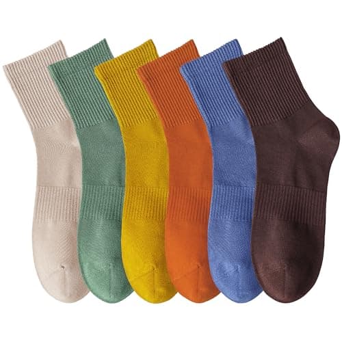 Image of MAGIARTE Mens Mini Crew Above Ankle Pure Cotton Athletic Casual Multicolor Running Cycling Multi Sports Socks for men 6 Pack(Color 04,L)-UK