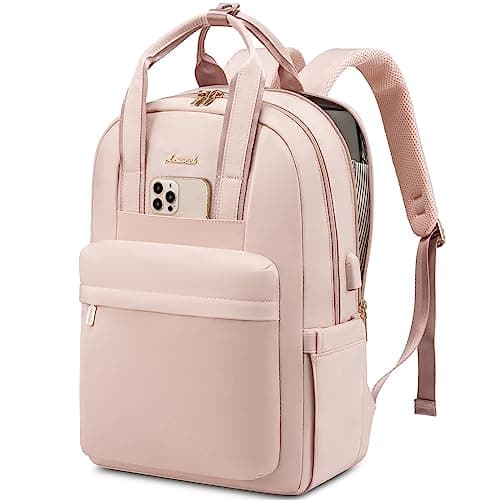 Image of LOVEVOOK Womens Laptop Backpack, 15.6 inch Rucksack Bag for Women, Lightweight Ladies Laptop Bag Large School Bags with USB Port, Fashion Daypacks Back Pack for College Work Teacher Nurse, Pink
