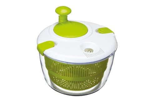 Image of KitchenCraft Deluxe Salad Spinner and Dresser, BPA Plastic Free and Easy to Clean, Large, White/Green, 25cm
