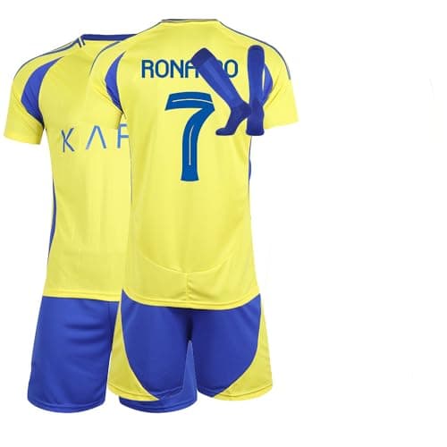 Image of Football Jersey For boys girls 2024 Men Jersey Youth Trainshirts Jersey Football Suit Soccer Jersey Shorts Set Fans Gift (E-24, L)