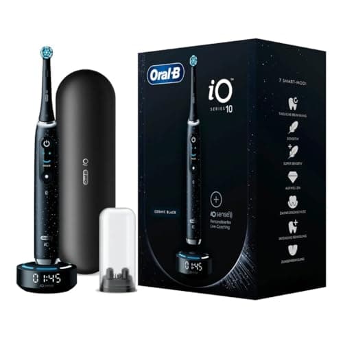 Image of Oral-B iO Series 10 Electric Toothbrush, 7 Cleaning Modes for Dental Care, iOSense, Colour Display, Charging Travel Case, Designed by Braun, Cosmic Black