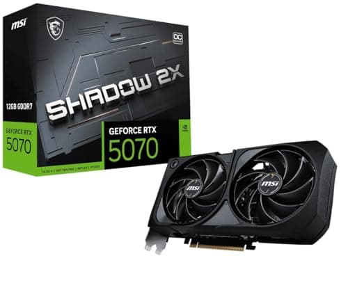 Image of MSI GeForce RTX 5070 12G SHADOW 2X OC Graphics Card - RTX 5070 GPU, 12GB GDDR7 (28Gbps/192-bit), PCIe 5.0 - Dual Fan Thermal Design (2 x TORX FAN 5.0) - HDMI 2.1b, DisplayPort 2.1b